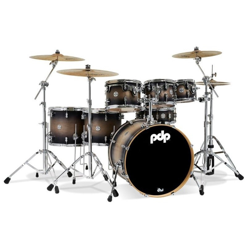PACIFIC DRUMS & PERC - Concept Maple 7-Piece Maple Shell Pack, Satin Charcoal Burst - PDCM2217SCB