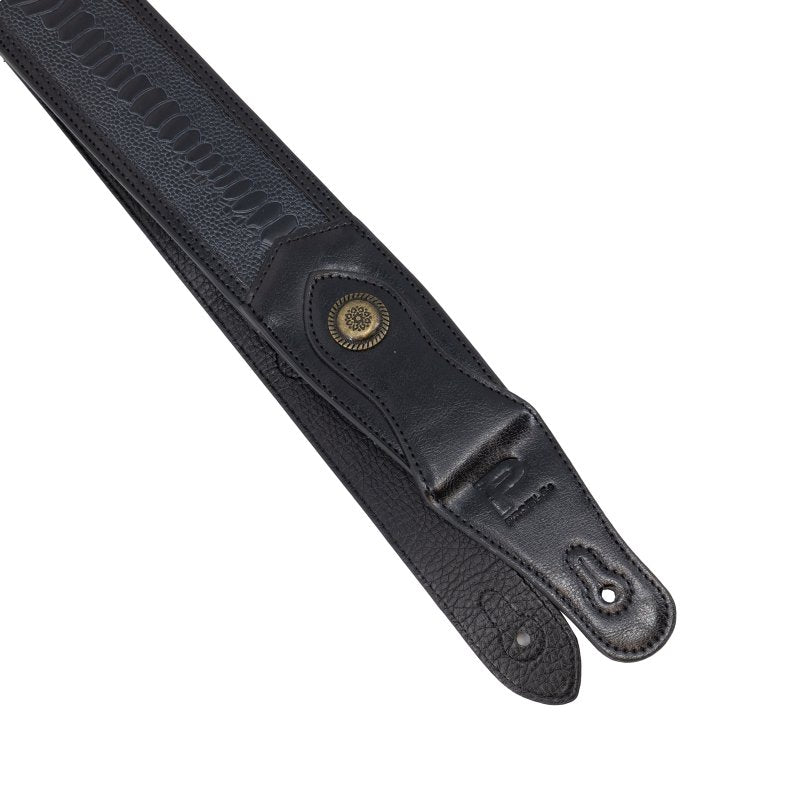 Profile - Western Strap with Brass Buckle, Black Crocodile Pattern - PGS-EGL-6500-BK