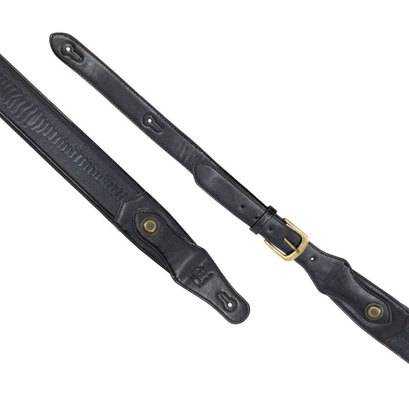 Profile - Western Strap with Brass Buckle, Black Crocodile Pattern - PGS-EGL-6500-BK