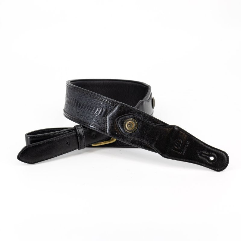 Profile - Western Strap with Brass Buckle, Black Crocodile Pattern - PGS-EGL-6500-BK