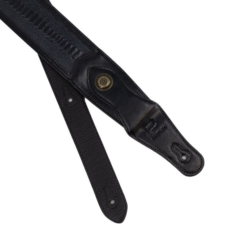 Profile - Western Strap with Brass Buckle, Black Crocodile Pattern - PGS-EGL-6500-BK