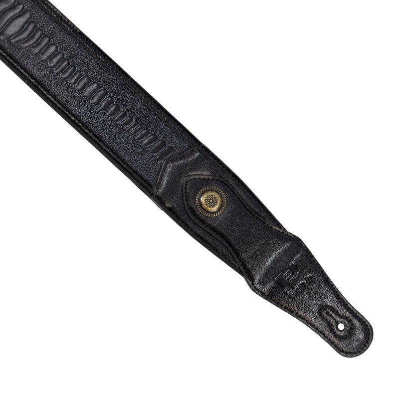 Profile - Western Strap with Brass Buckle, Black Crocodile Pattern - PGS-EGL-6500-BK