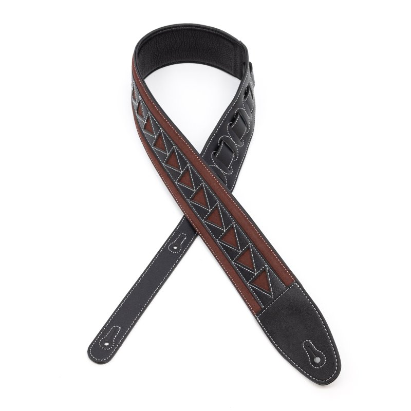 Profile - 2.5" Leather Strap with Burgundy Suede and Black Leather Arrow Pattern - PGS-GL-6200-BKRD
