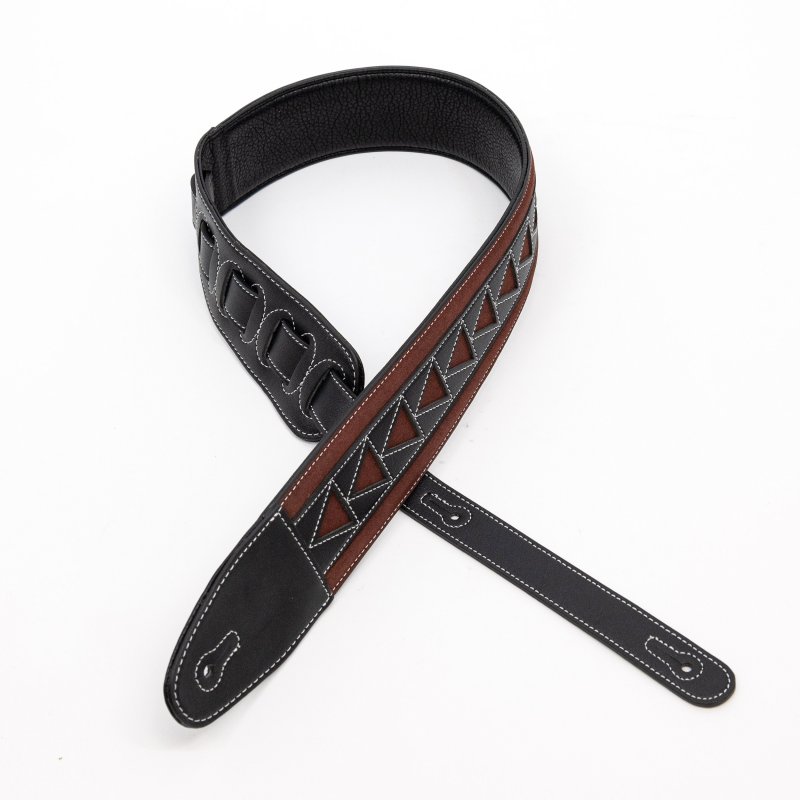 Profile - 2.5" Leather Strap with Burgundy Suede and Black Leather Arrow Pattern - PGS-GL-6200-BKRD