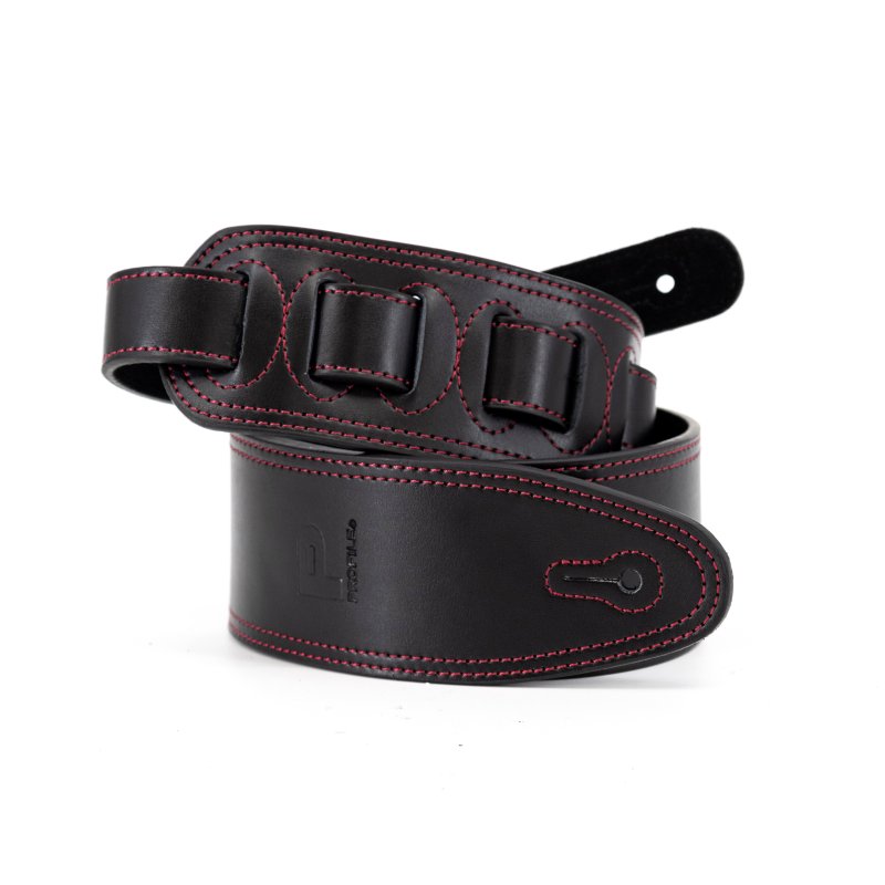 Profile - 2.5" Leather Strap with Red Double Stitching, Black - PGS-IL-7100-BKRD
