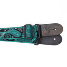 Profile - 2.5" Jacquard Weave Teal and Black Paisley Pattern Strap - PGS-JW-6010-TLBK