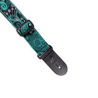 Profile - 2.5" Jacquard Weave Teal and Black Paisley Pattern Strap - PGS-JW-6010-TLBK