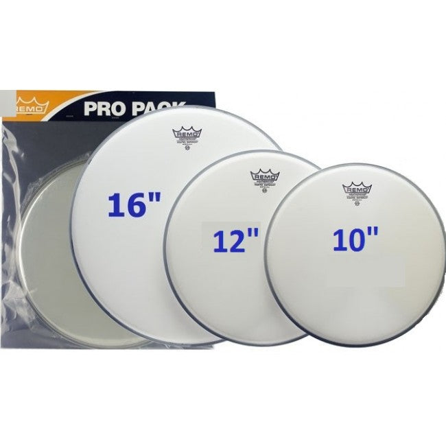 Remo - Pro Pack Drum Head Skin Emperer Coated 10",12",16" Inch Free Ambassador 14 - PP-1880-BE